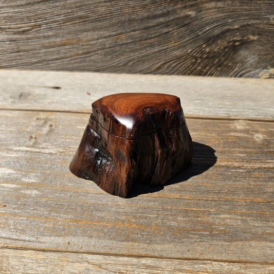 Wood Ring Box Redwood Rustic Handmade California #681 Storage Live Edge Gift