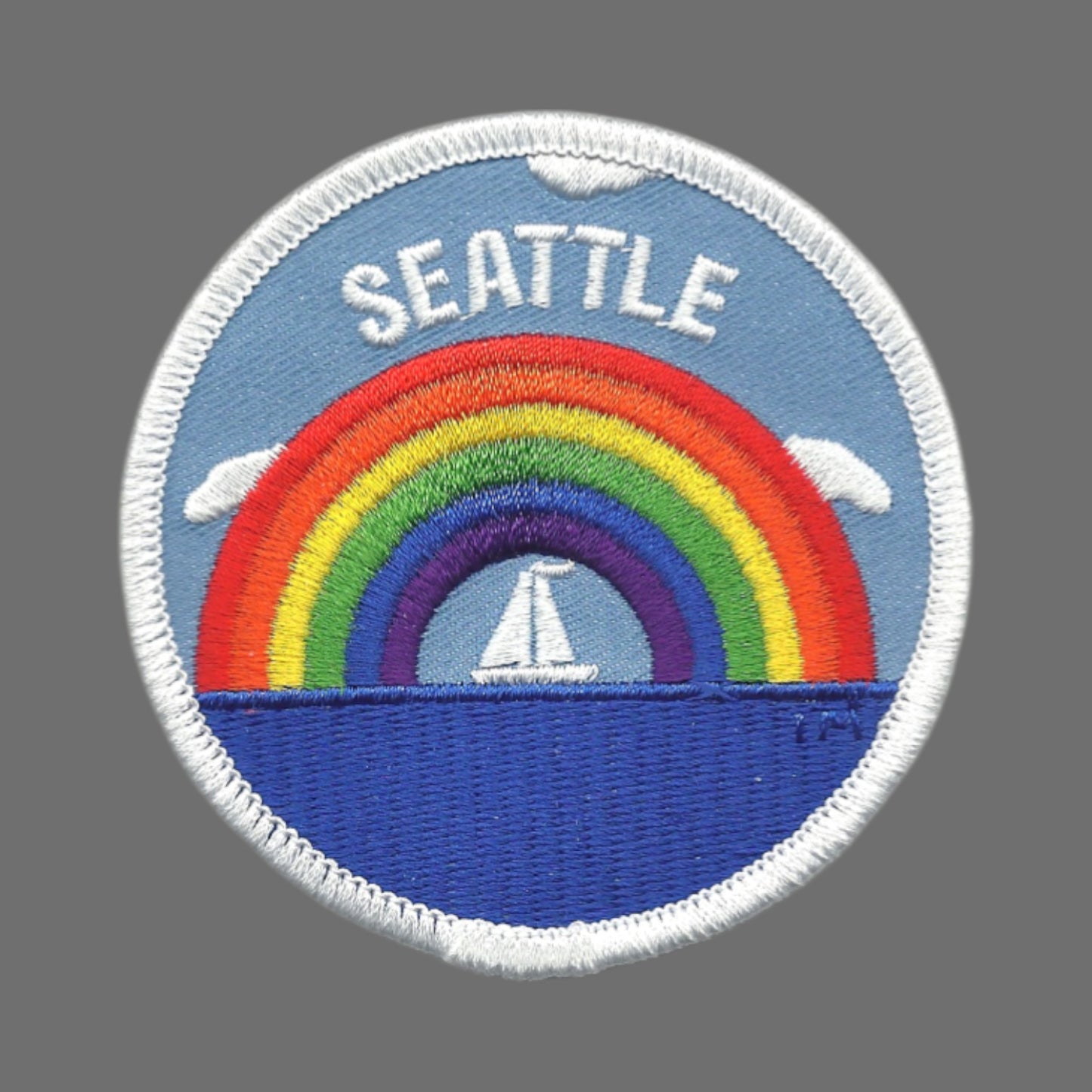 Seattle Rainbow and Sailboat Souvenir Embroidered Patch Iron On - SEATTLE35