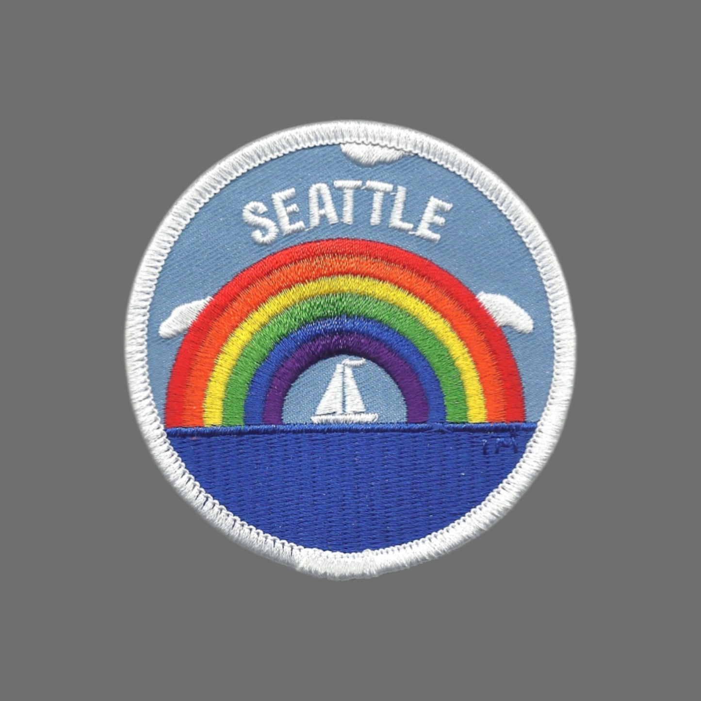 Seattle Rainbow and Sailboat Souvenir Embroidered Patch Iron On - SEATTLE35