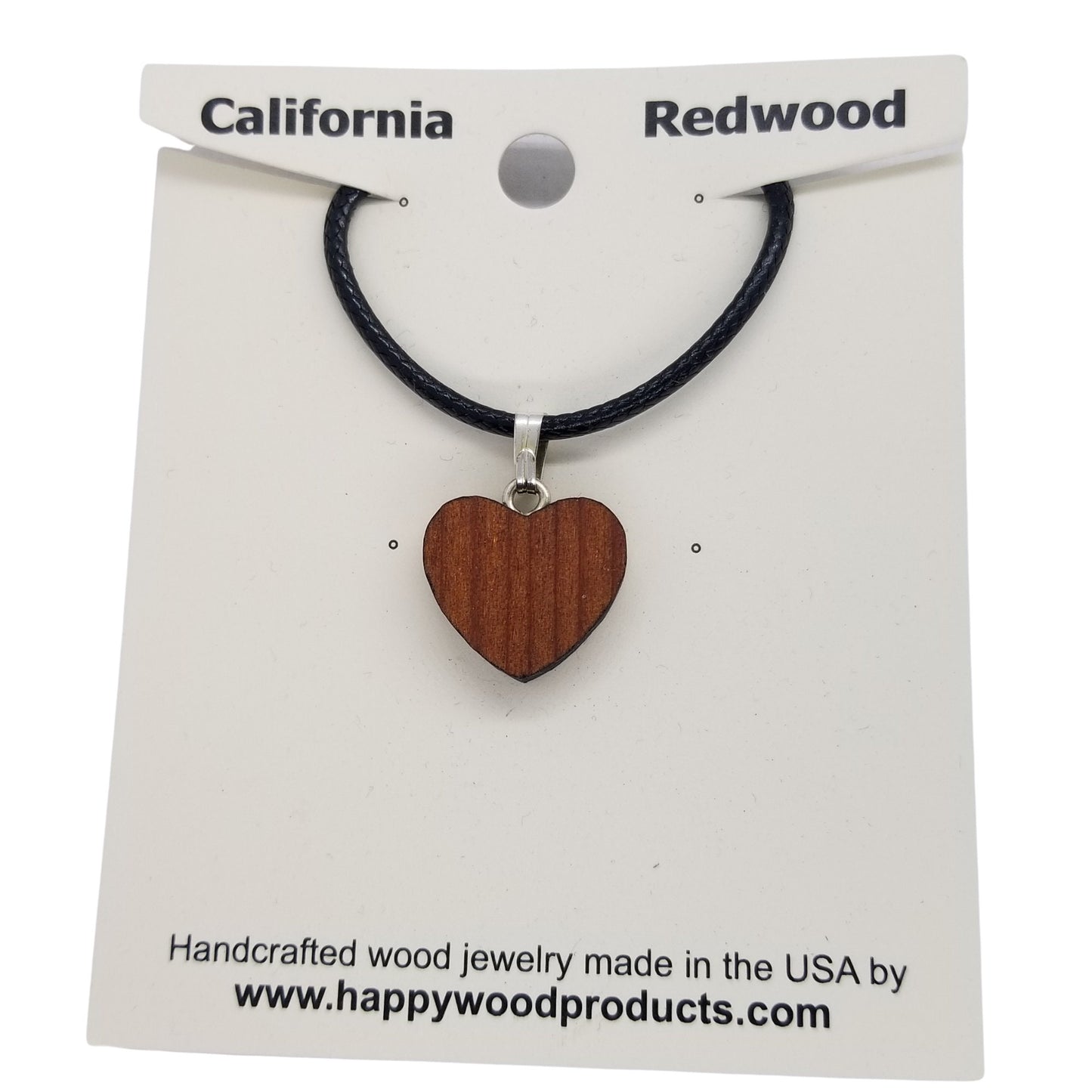 Redwood Heart Necklace Medium - Wood Necklace - California Redwoods - CA Souvenir Anniversary Gift -N6