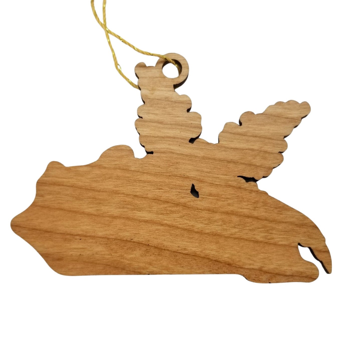 Kentucky Wood Ornament - KY State Shape with State Flowers Goldenrod - Handmade Wood Ornament Made in USA Christmas Decor