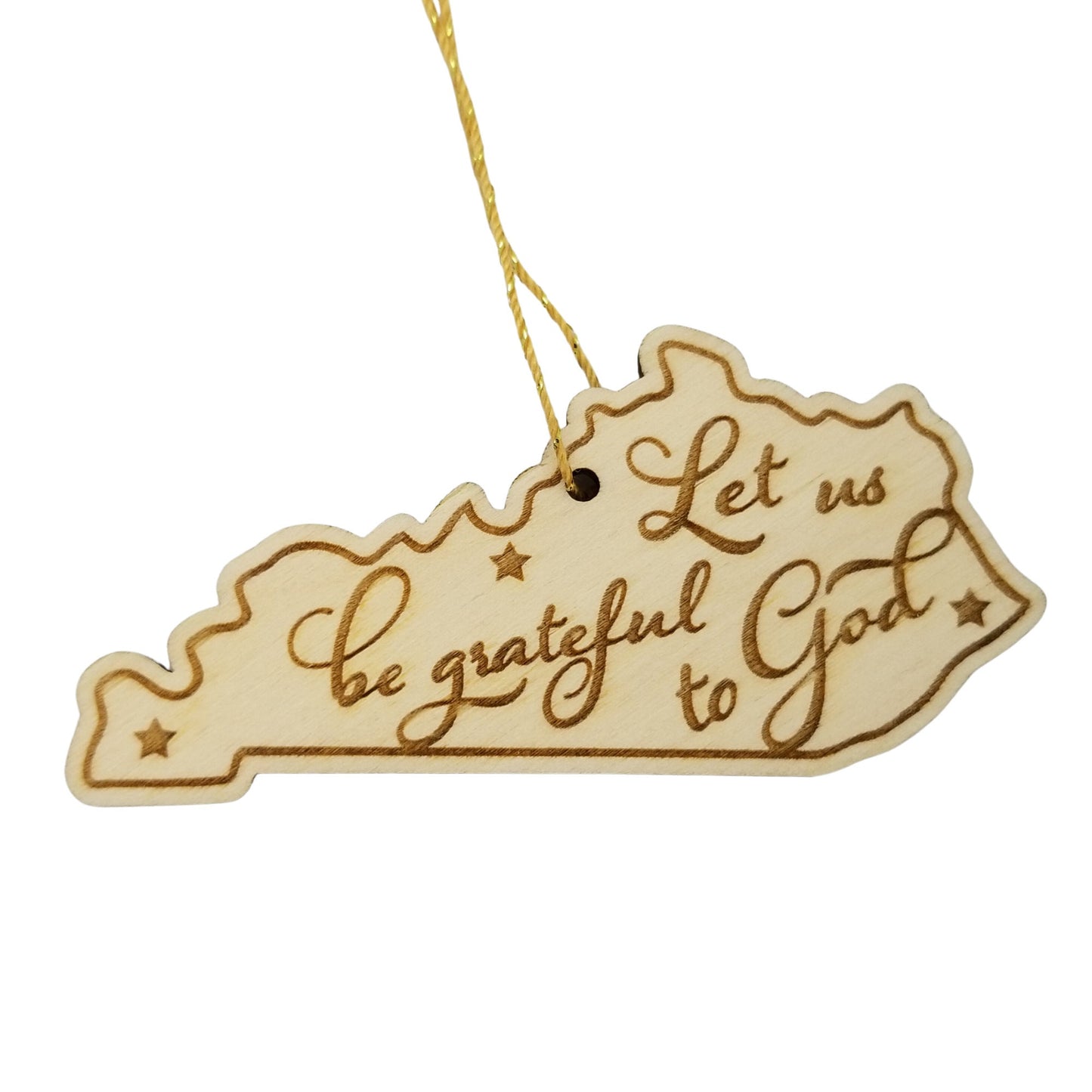 Kentucky Wood Ornament - KY State Shape with State Motto - Handmade Wood Ornament Made in USA Christmas Decor