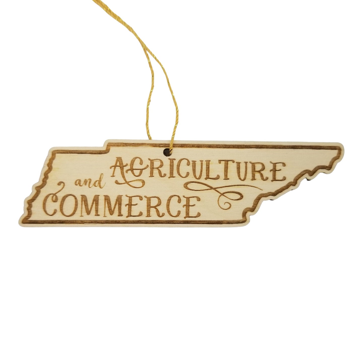 Tennessee Wood Ornament - TN State Shape with State Motto - Handmade Wood Ornament Made in USA Christmas Decor