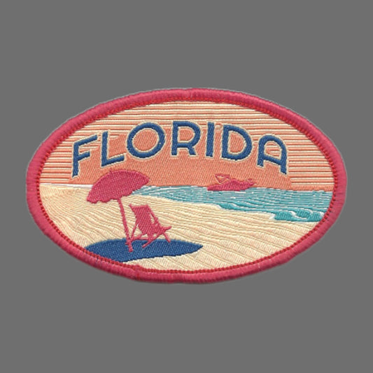 Florida Patch – Beach Scene FL The Sunshine State Travel Patch – Souvenir Patch – Embellishment Applique – 3" Iron On