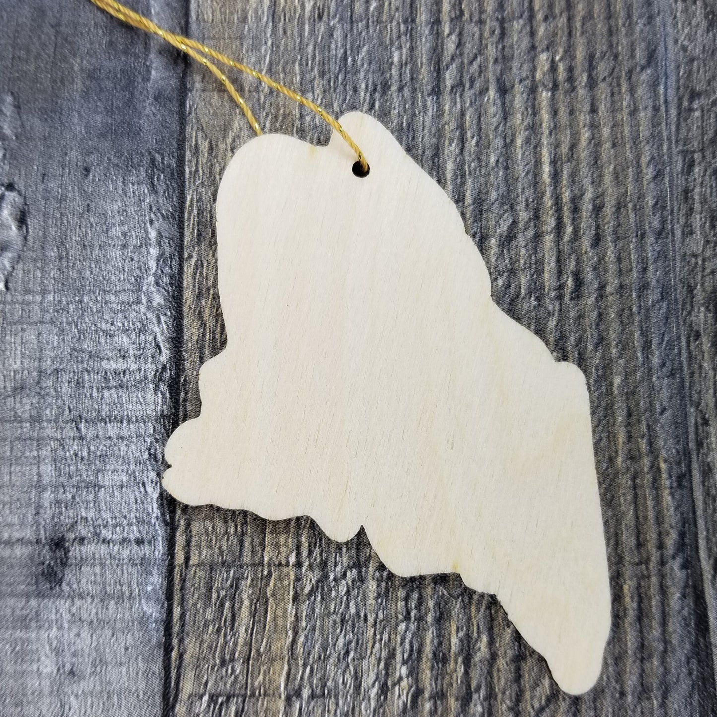 Maine Wood Ornament - ME State Shape with State Motto - Handmade Wood Ornament Made in USA Christmas Decor