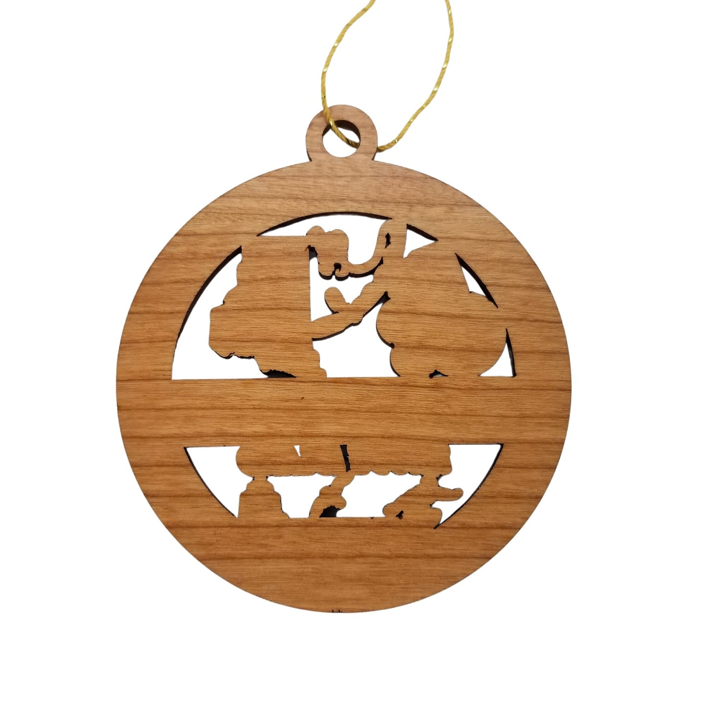 Rhode Island Wood Ornament - RI Souvenir - Handmade Wood Ornament Made in USA State Shape Gambling Cards Fishing Pole Lighthouse Maple Leaf