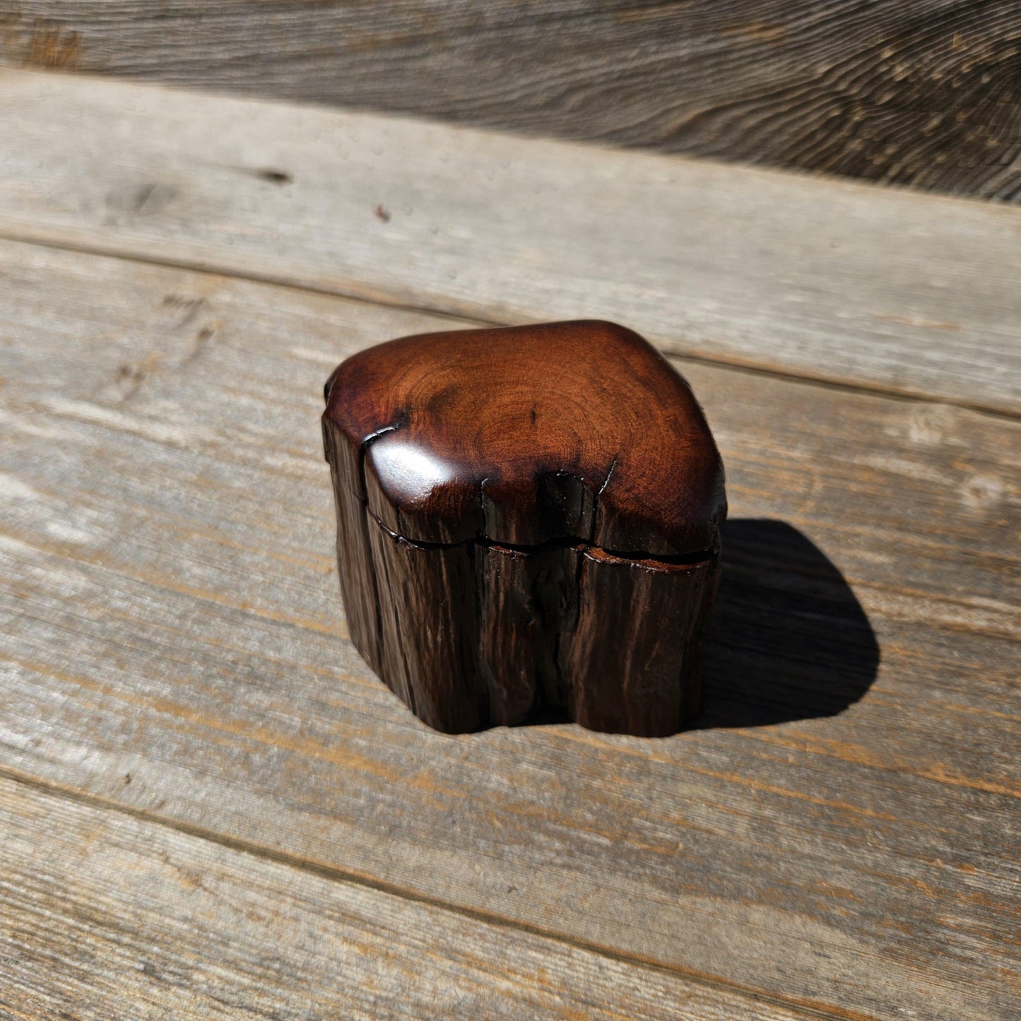 Wood Ring Box Redwood Rustic Handmade California #674 Storage Live Edge Gift