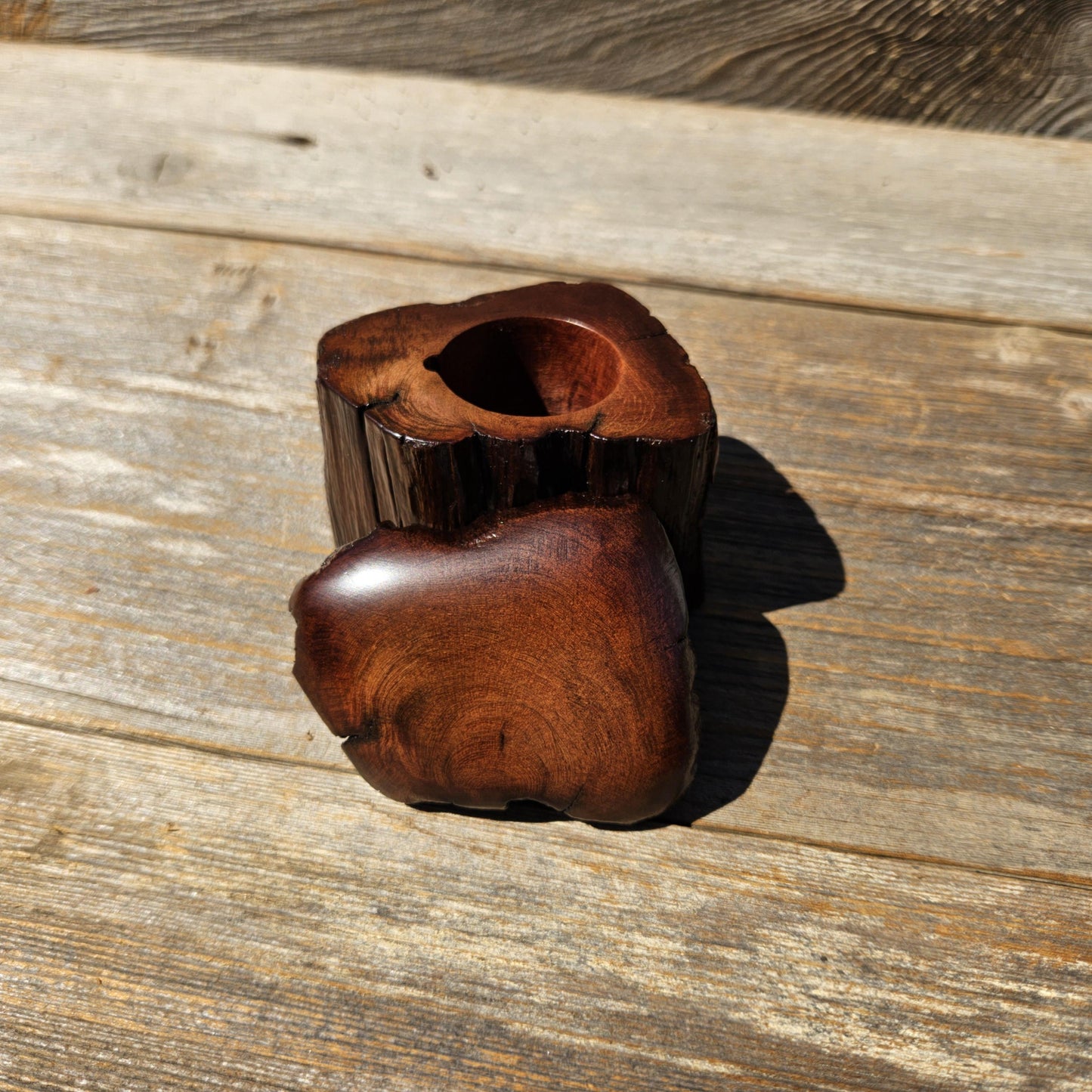 Wood Ring Box Redwood Rustic Handmade California #674 Storage Live Edge Gift