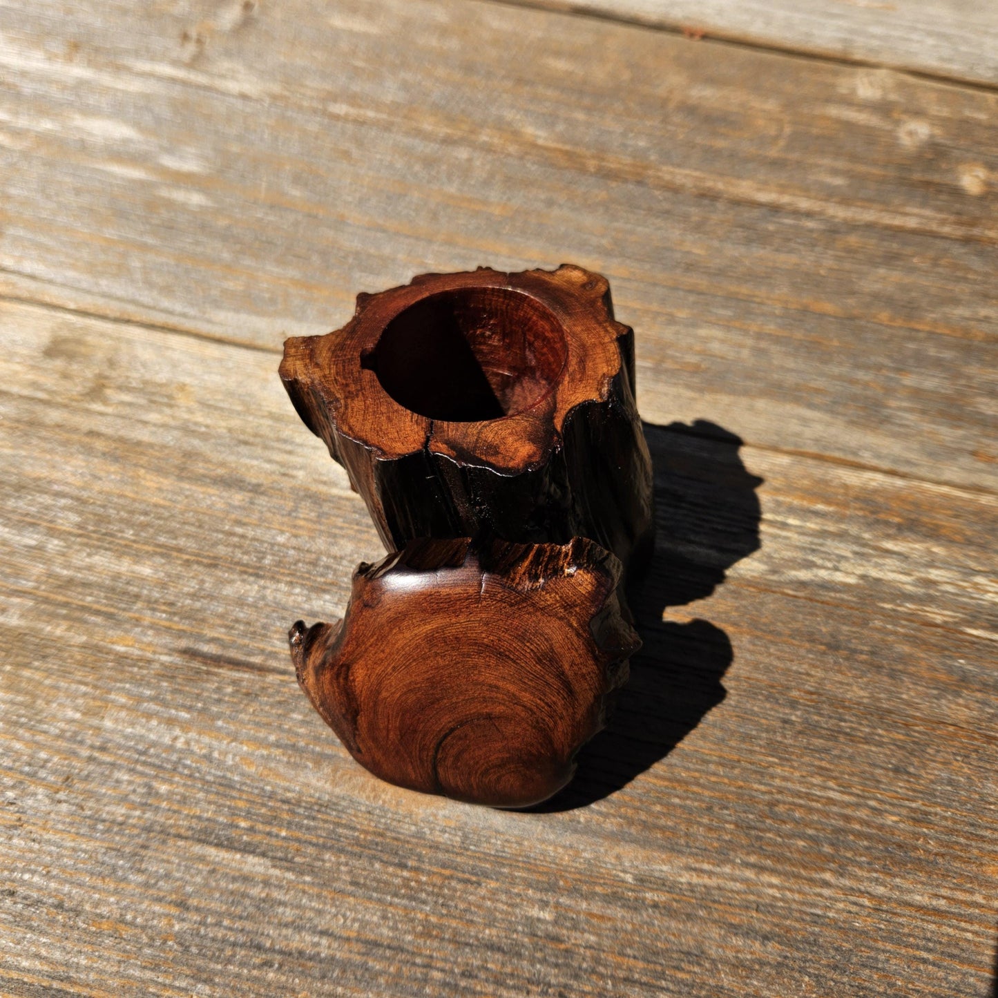 Wood Ring Box Redwood Rustic Handmade California #678 Storage Live Edge Gift