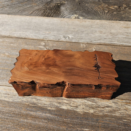 Handmade Wood Box with Redwood Tree Engraved Rustic Handmade #613 California Redwood Jewelry Box Storage Box