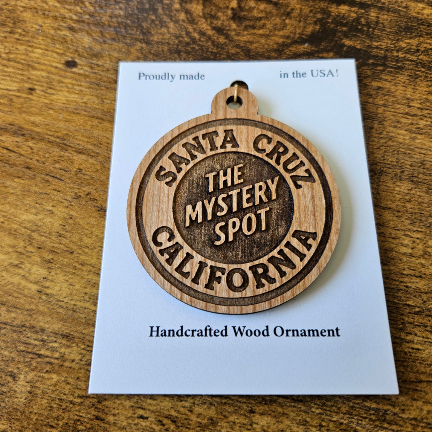 Santa Cruz Mystery Spot Wood Ornament Souvenir - Handmade in USA 15784