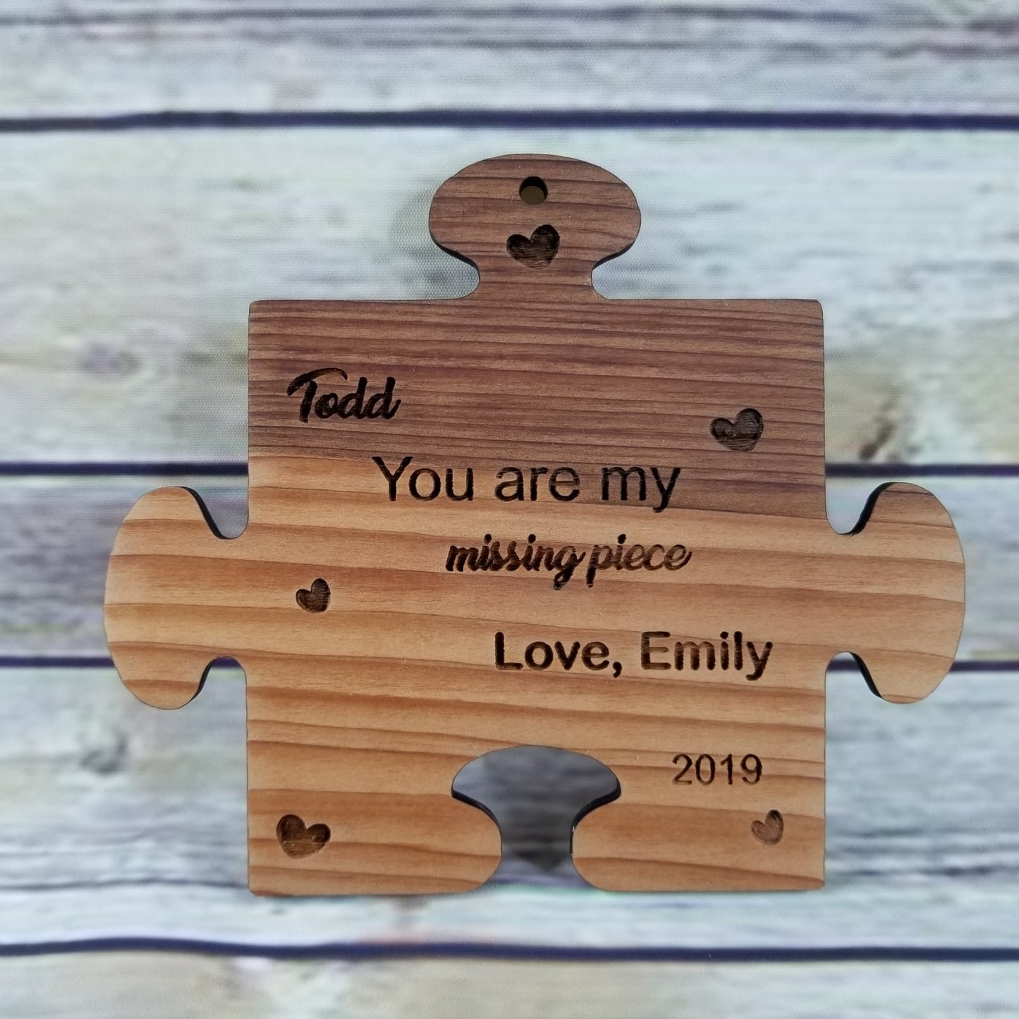 Valentines Day Gift Personalized Wood Puzzle Piece Anniversary Gift You Are My Missing Piece Couples Gift Engraved Home Decor Love