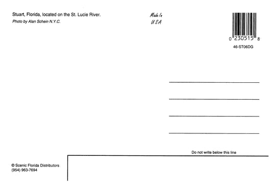 Vintage Florida Postcard Stuart FL 4x6 St Lucie River 1980s Aerial View Scenic Florida Distributors 1990s Alan Schein NYC