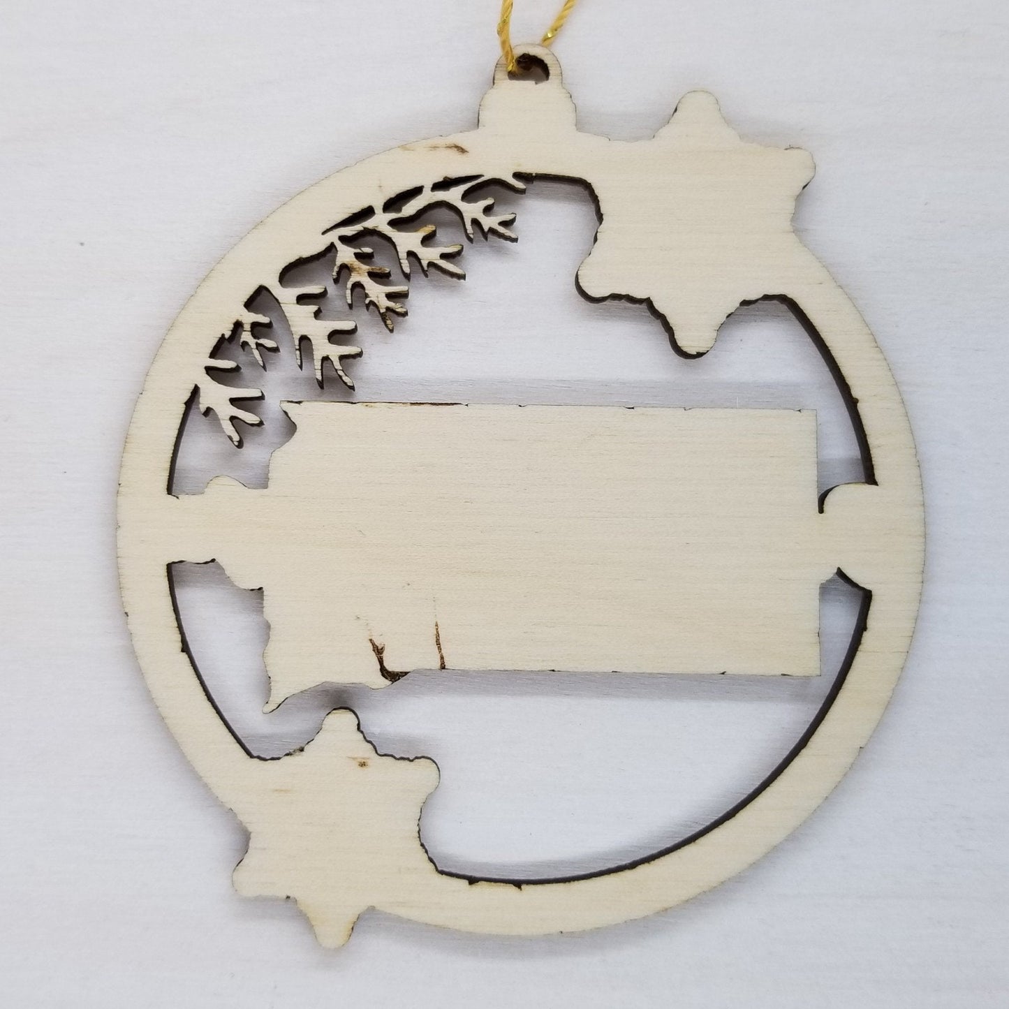 South Dakota Wood Ornament - SD State Shape with Snowflakes Cutout - Handmade Wood Ornament Made in USA Christmas Decor