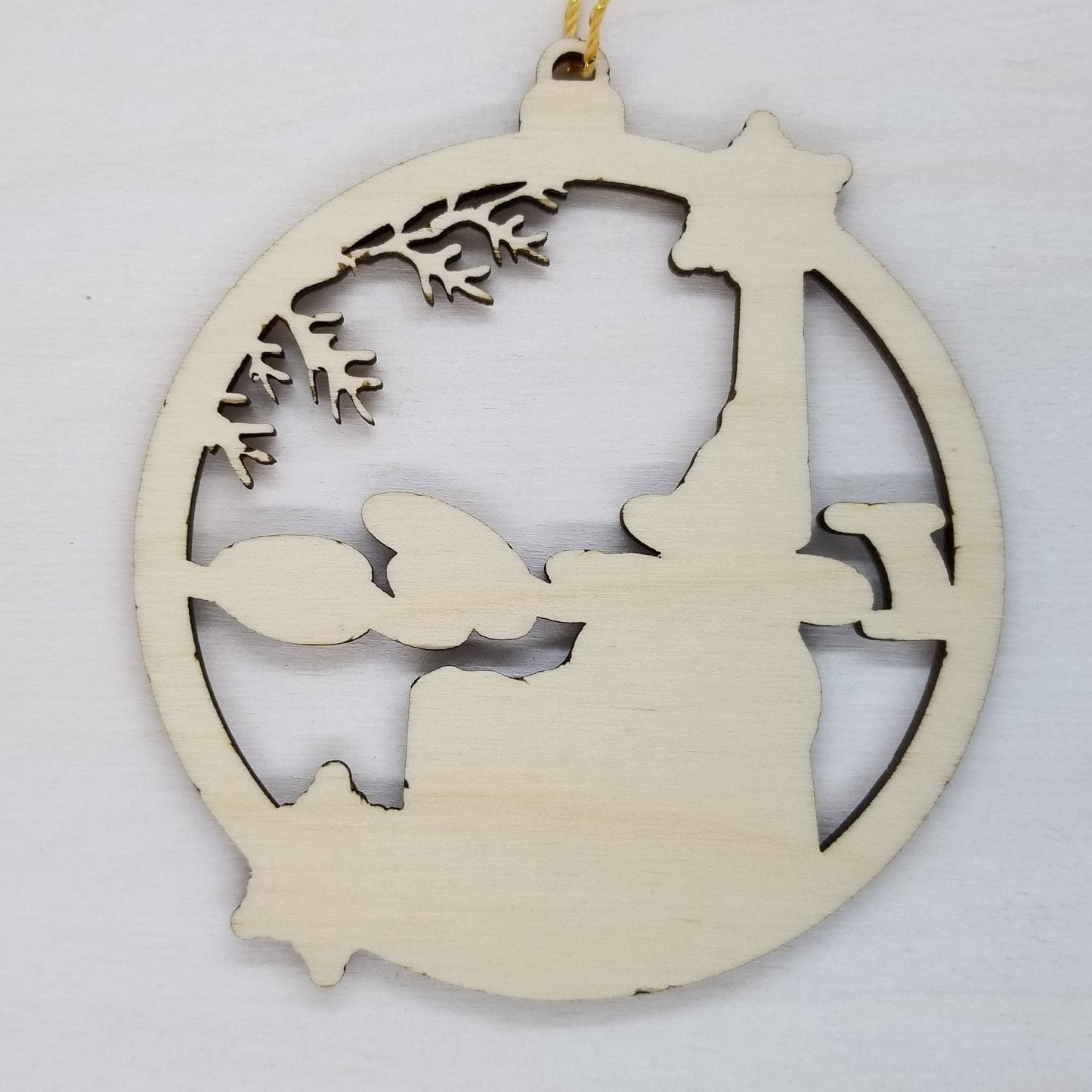 Idaho Wood Ornament - ID State Shape with Snowflakes Cutout - Handmade Wood Ornament Made in USA Christmas Decor