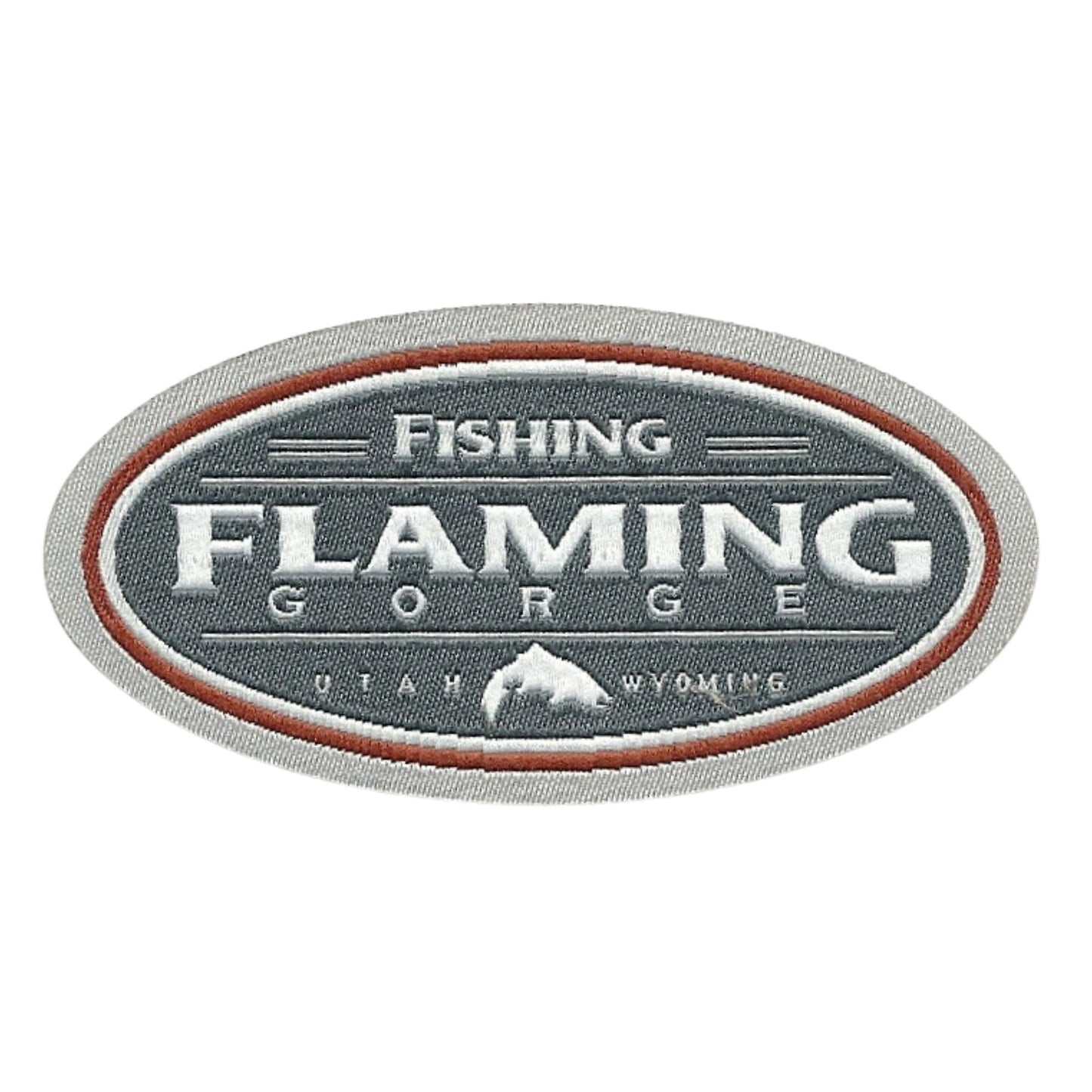 Flaming Gorge – Utah Patch – Wyoming Patch WY UT Souvenir – Fishing Travel Patch – Iron On – Applique 3.75" Oval