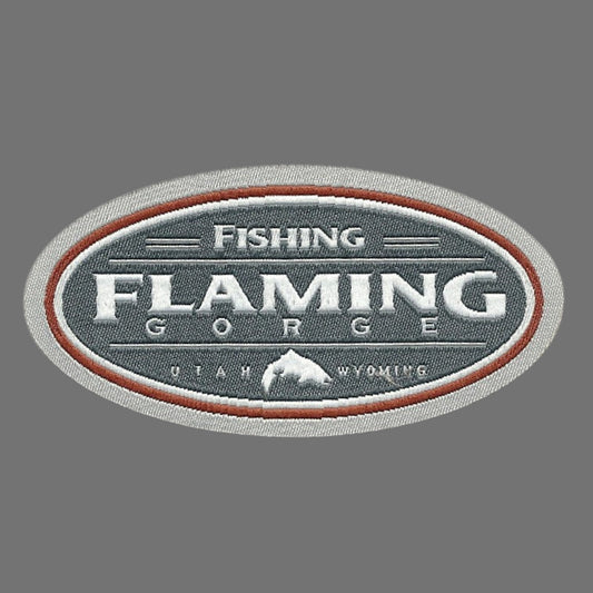Flaming Gorge – Utah Patch – Wyoming Patch WY UT Souvenir – Fishing Travel Patch – Iron On – Applique 3.75" Oval