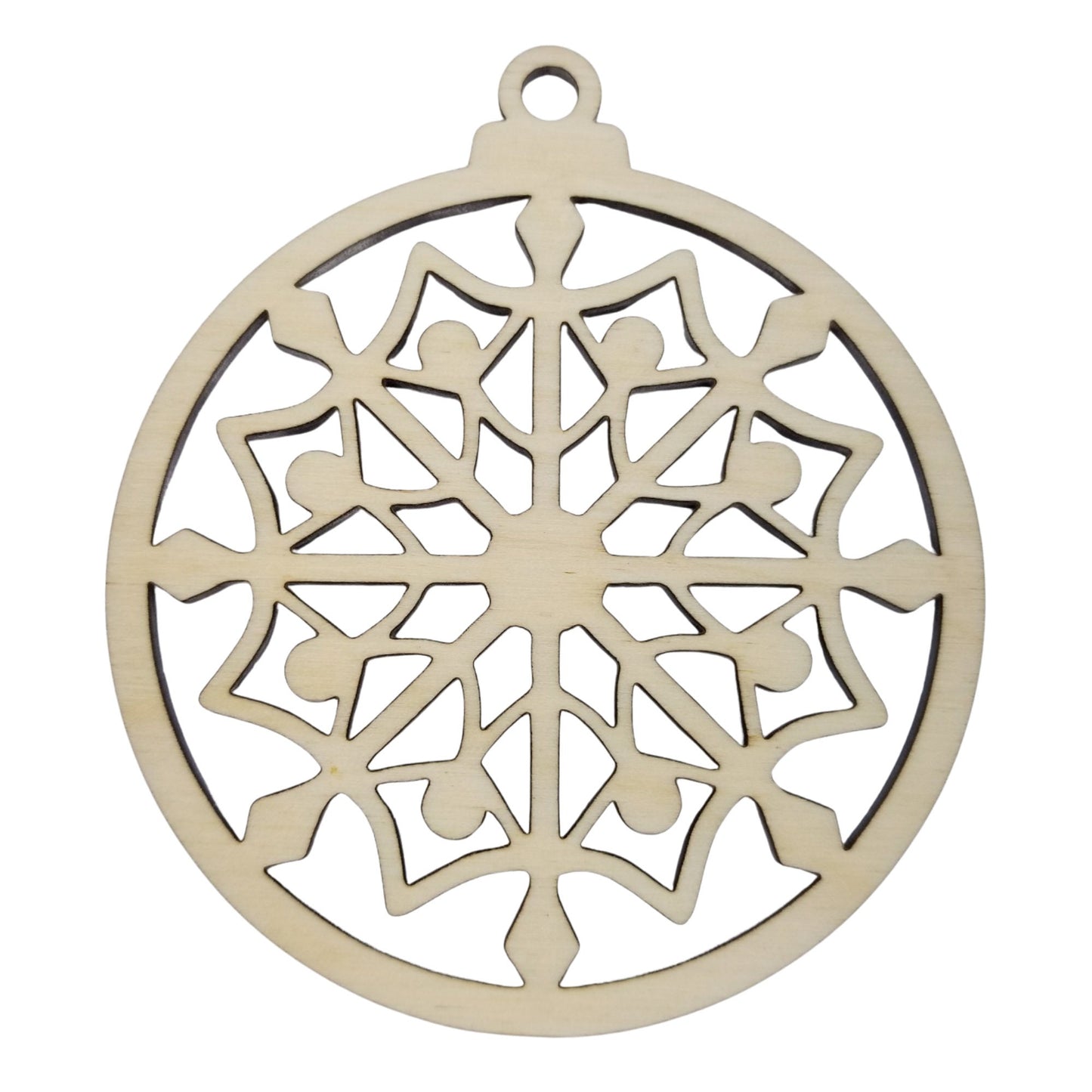 Color Your Own Ornament - Wood Art ONLY - Globe Cutout Snowflake Ornament DIY - Coloring Project - Craft Supply - Kids Craft Project