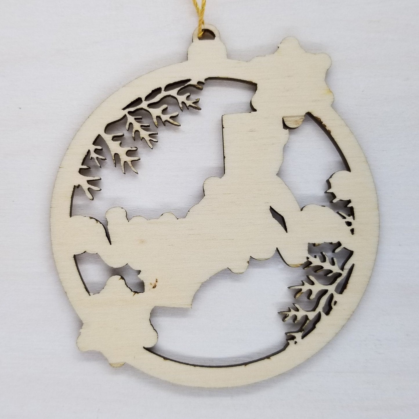 California Wood Ornament - CA State Shape with Snowflakes Cutout - Handmade Wood Ornament Made in USA Christmas Decor
