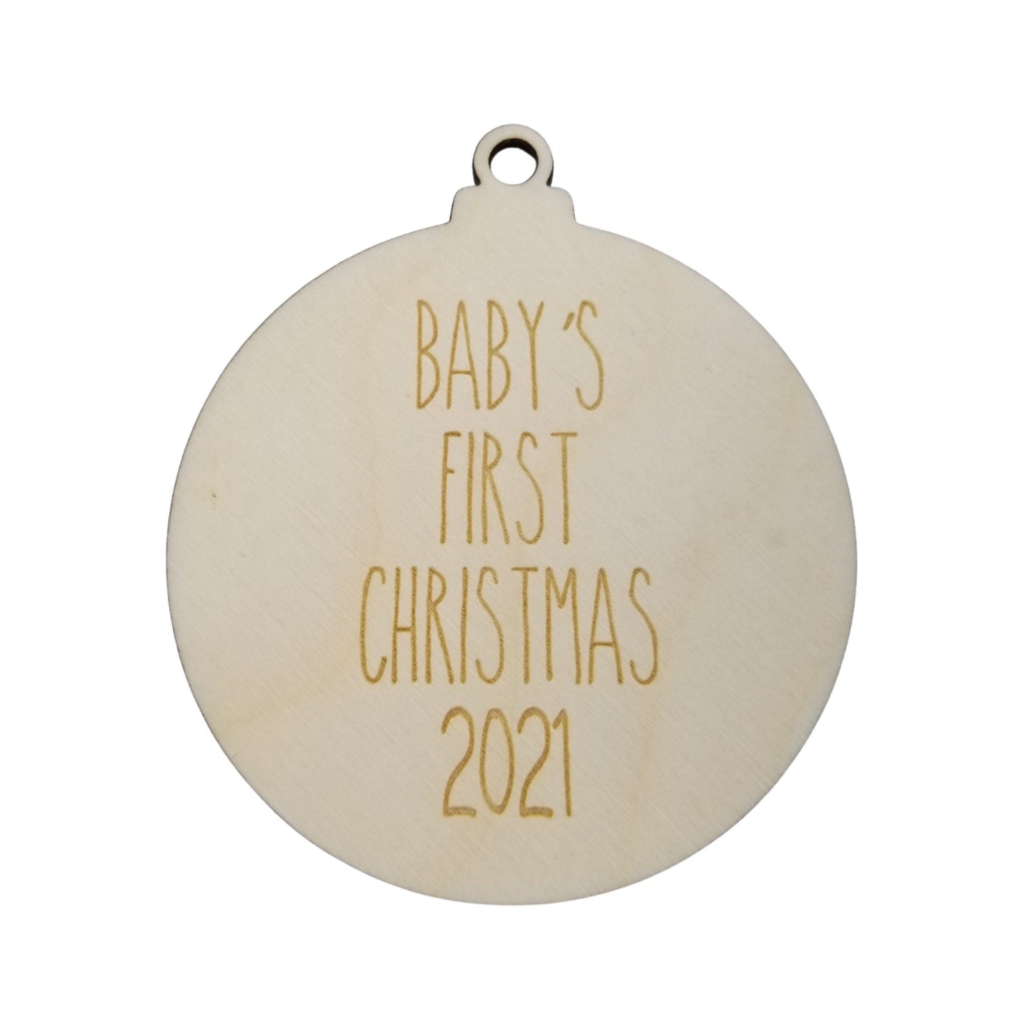 Baby's First Christmas 2021 Ornament - Skinny Thin Font - Handmade Wood Ornament - Gift for New Moms - Gift For Grandparents - New Dads
