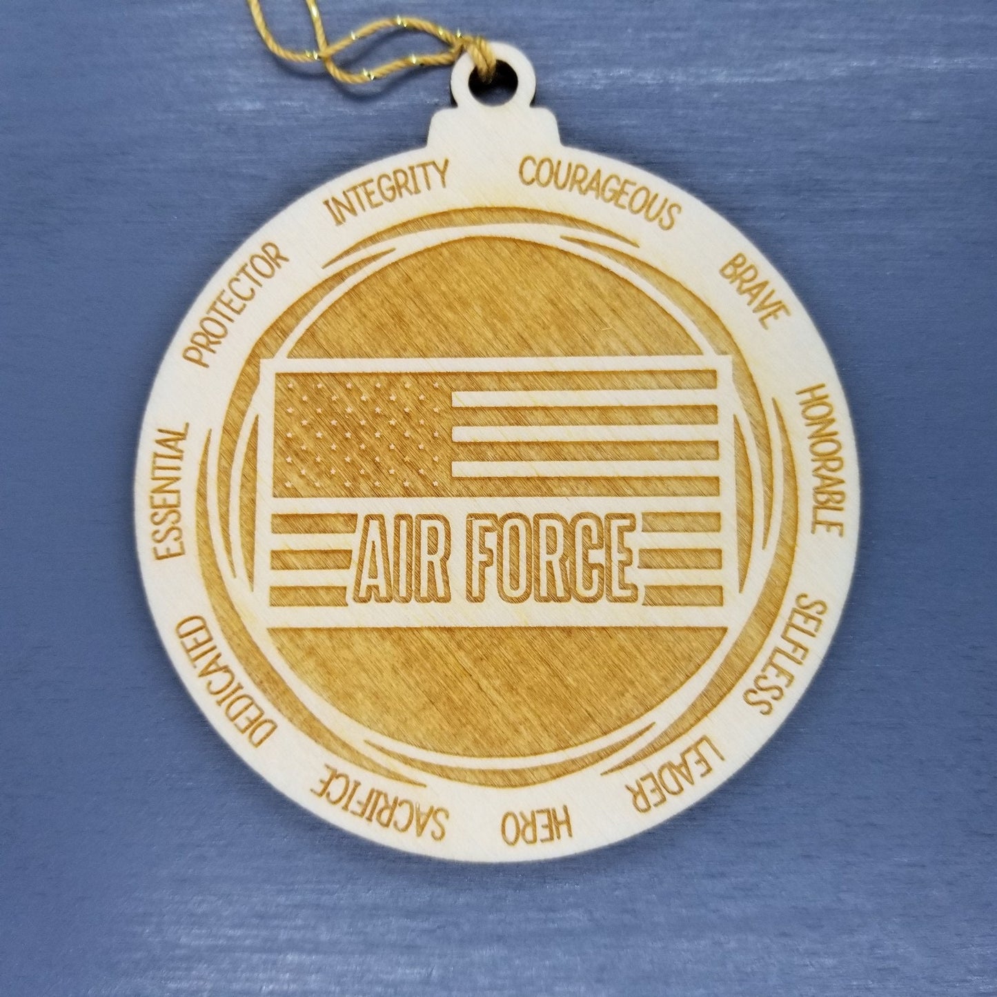 Air Force Christmas Ornament - Character Traits - Handmade Wood Ornament - Gift for Air Force Members - United States Military Ornament