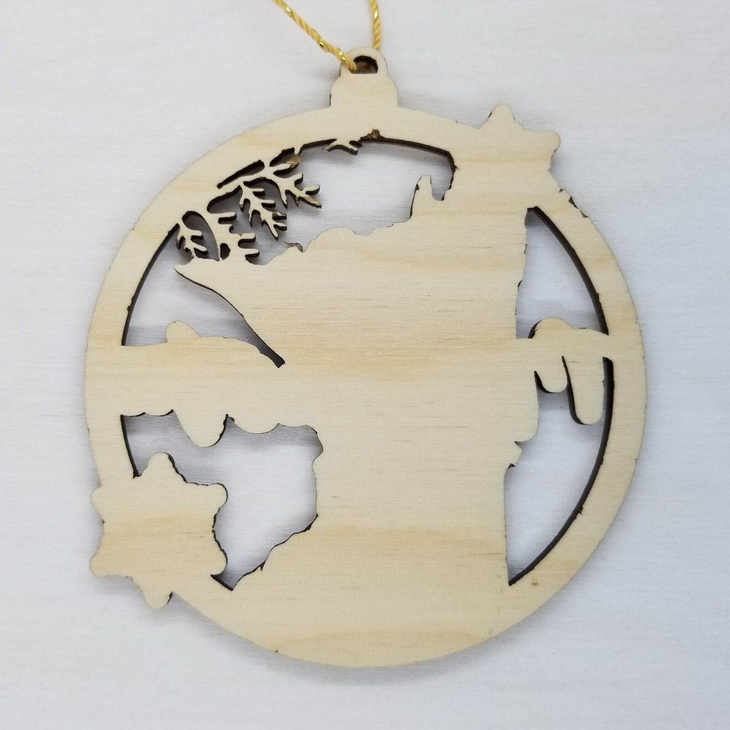 Minnesota Wood Ornament - MN State Shape with Snowflakes Cutout - Handmade in USA - 15398