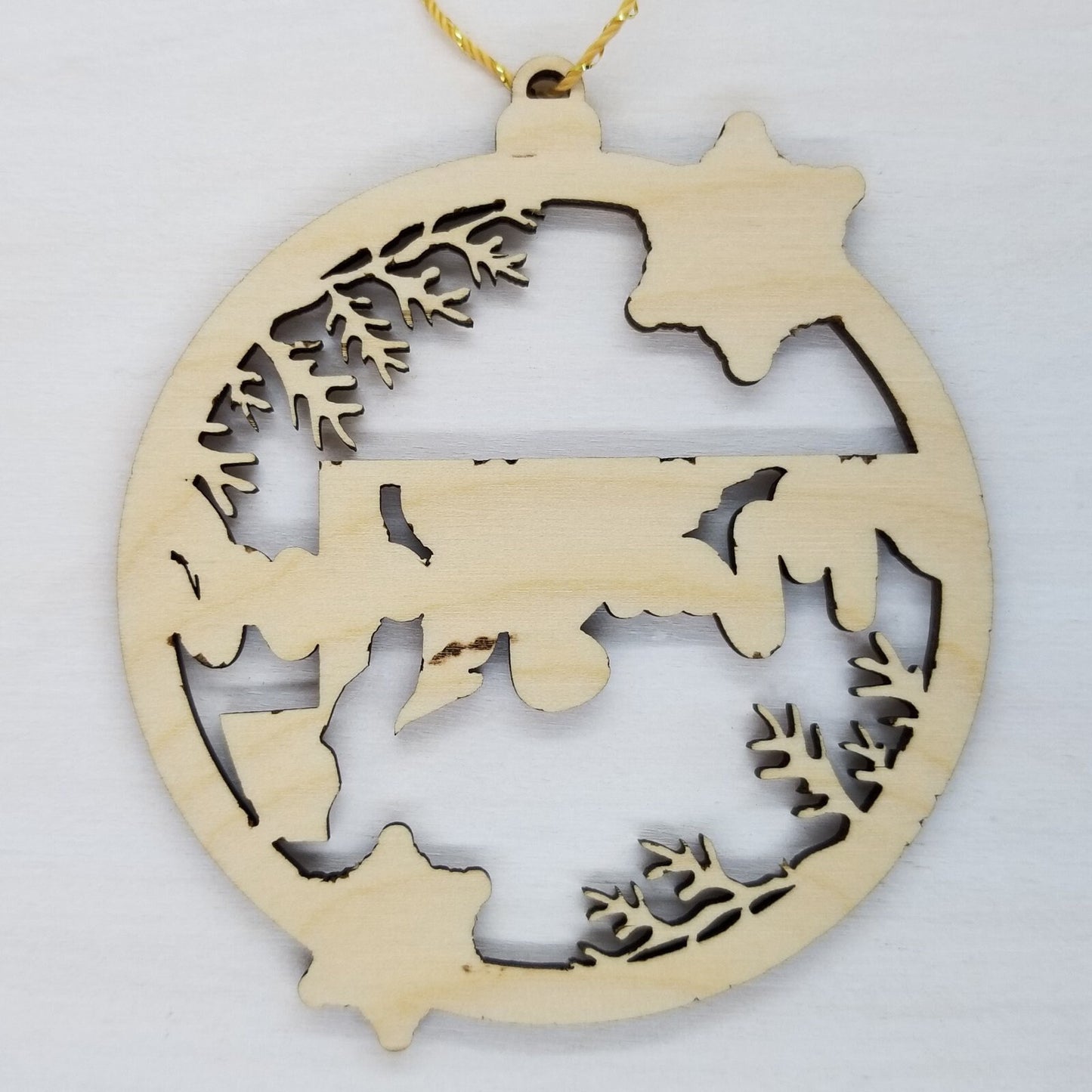 Maryland Wood Ornament - State Shape with Snowflakes Cutout MD - Handmade Wood Ornament Made in USA Christmas Decor