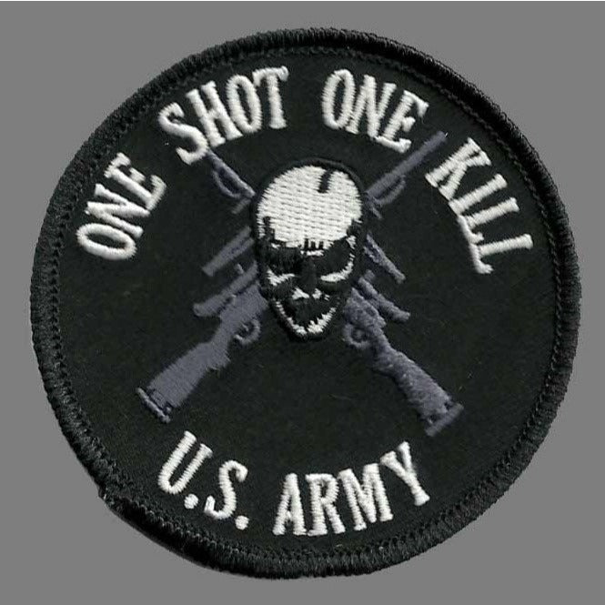 United States Army Patch Iron On One Shot One Kill US Military Patch Country Pride Badge Emblem 3"
