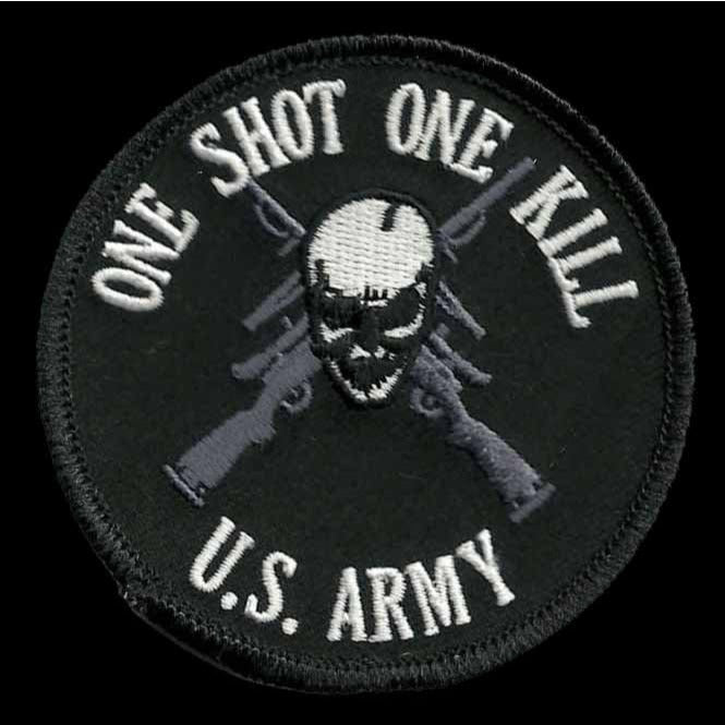 United States Army Patch Iron On One Shot One Kill US Military Patch Country Pride Badge Emblem 3"