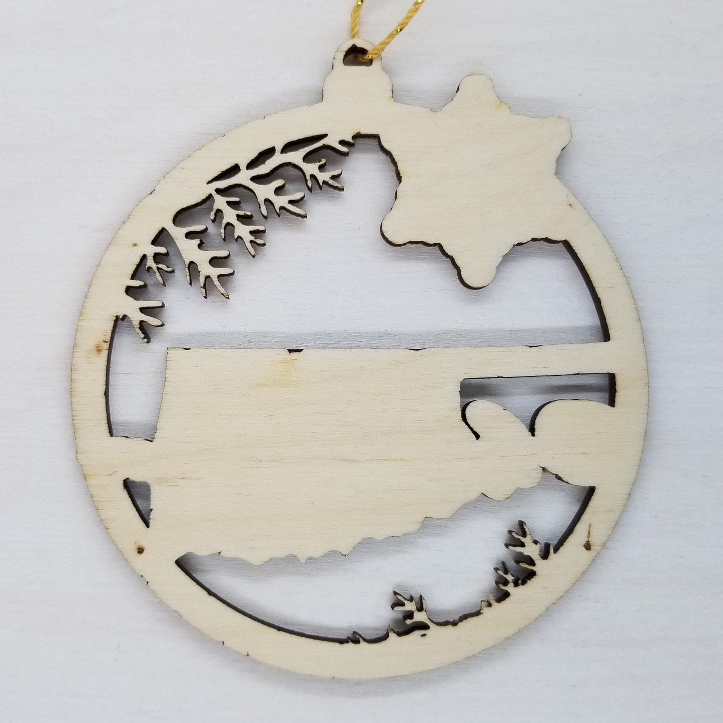 Oklahoma Wood Ornament - State Shape with Snowflakes OK Cutout - Handmade Wood Ornament Made in USA Christmas Decor
