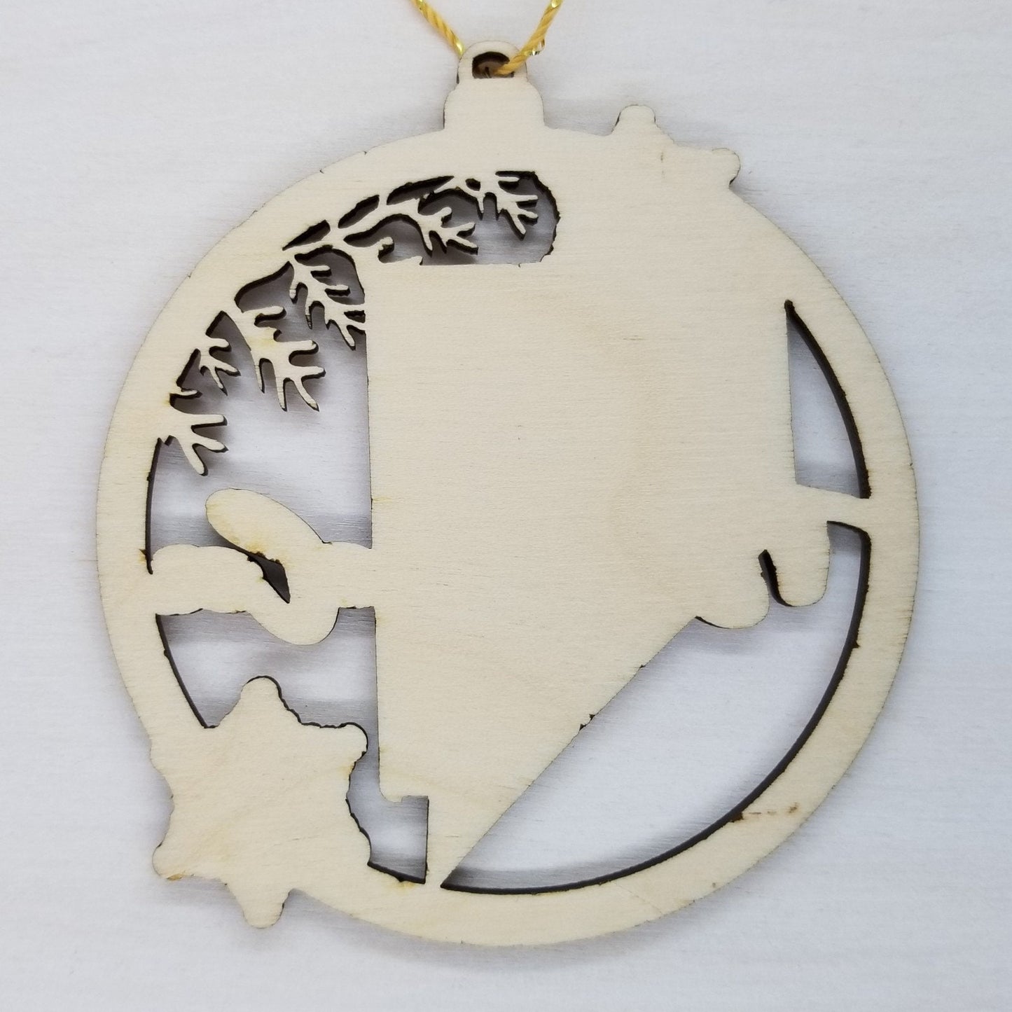 Nevada Wood Ornament - NV State Shape with Snowflakes Cutout - Handmade Wood Ornament Made in USA Christmas Decor
