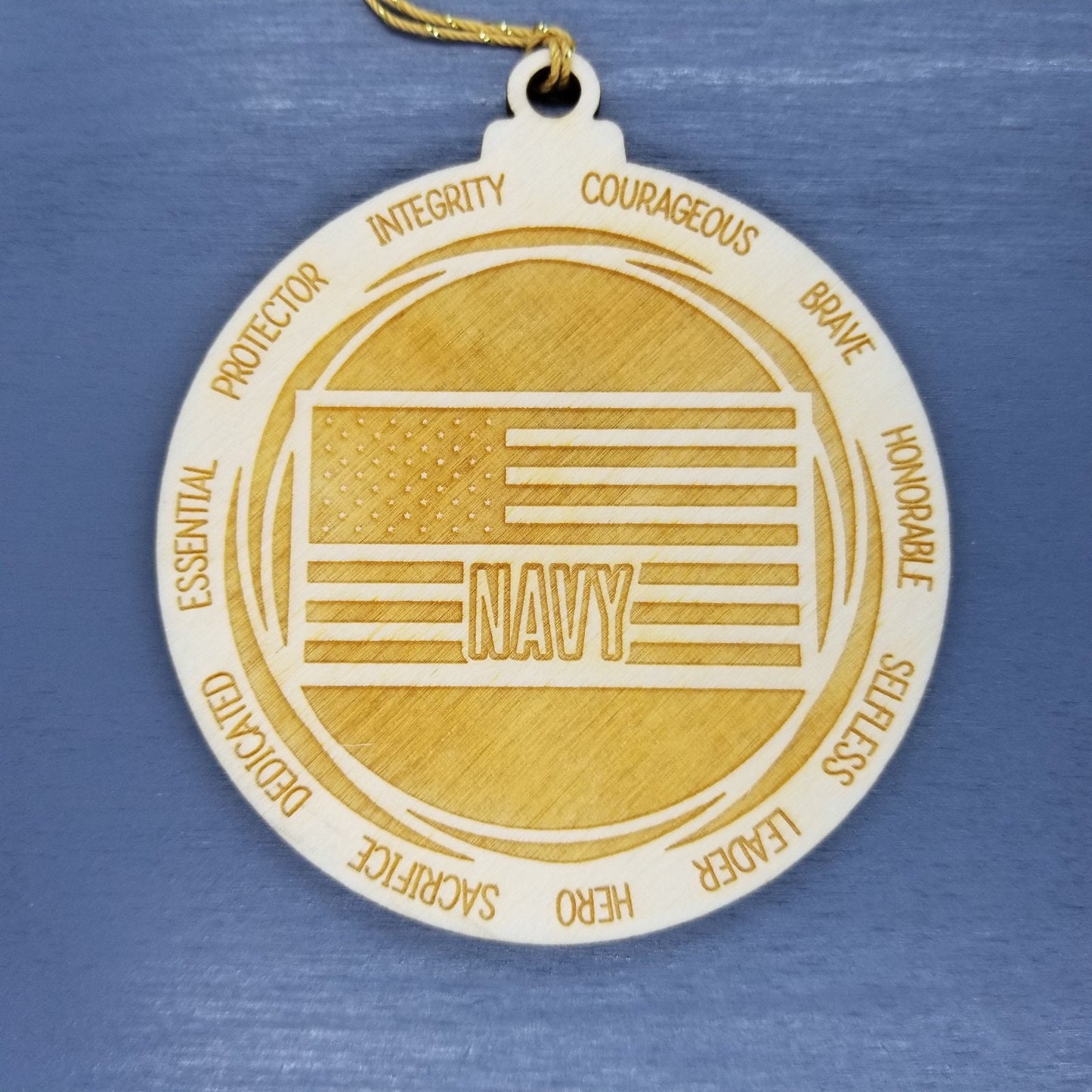 Navy Christmas Ornament - Character Traits - Handmade Wood Ornament - Gift for Navy Members - United States Military Ornament