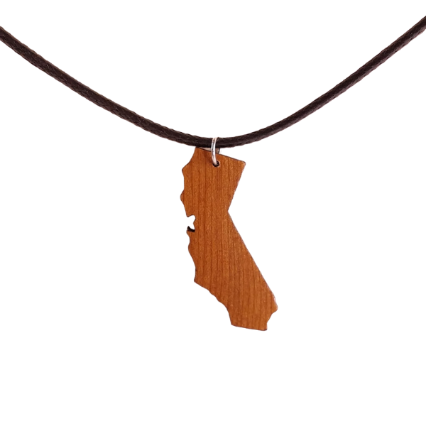 California State Necklace - Wood Necklace - Handmade in USA - N-1