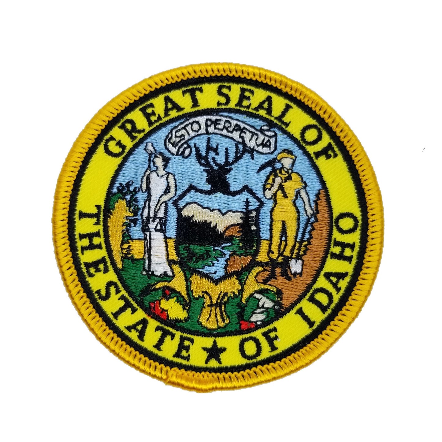 Idaho State Seal Patch - ID Seal of the State - Great Seal of the State of Idaho - Iron On Applique or Embellishment 3" Circle Idaho Patch