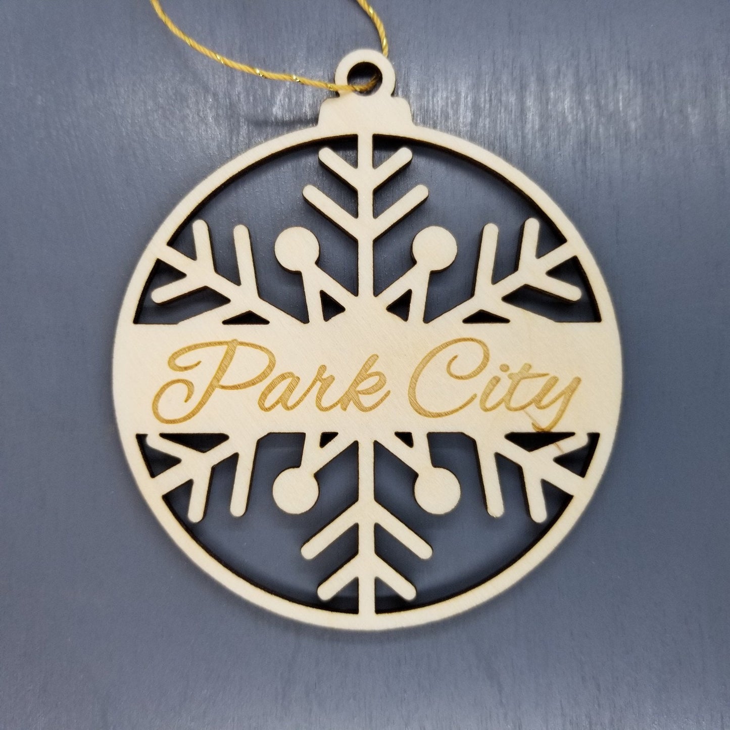 Park City Ornament Handmade Wood Ornament Utah Souvenir UT Mountain Resort Ski Skiing Skier Gift Snowflake