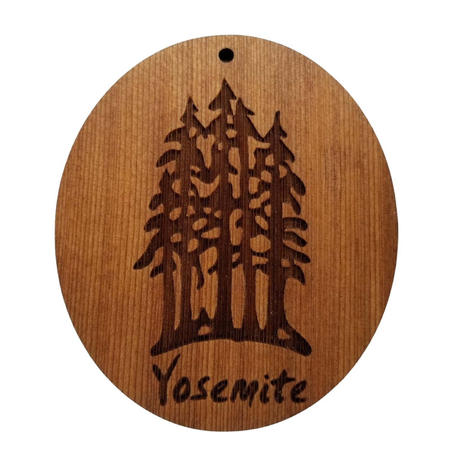 Yosemite National Park Trees Ornament Wood Souvenir handmade in USA Travel Gift 3" - 15190