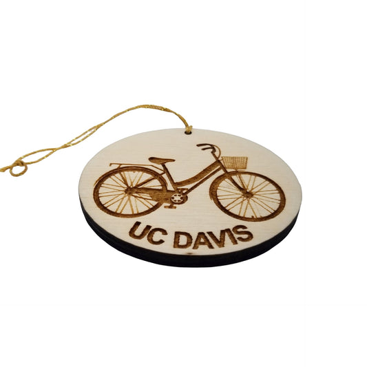Nantucket Wood Ornament - Womens Bicycle with Basket and Bike Rack - Handmade Wood Ornament Made in USA Christmas Decor