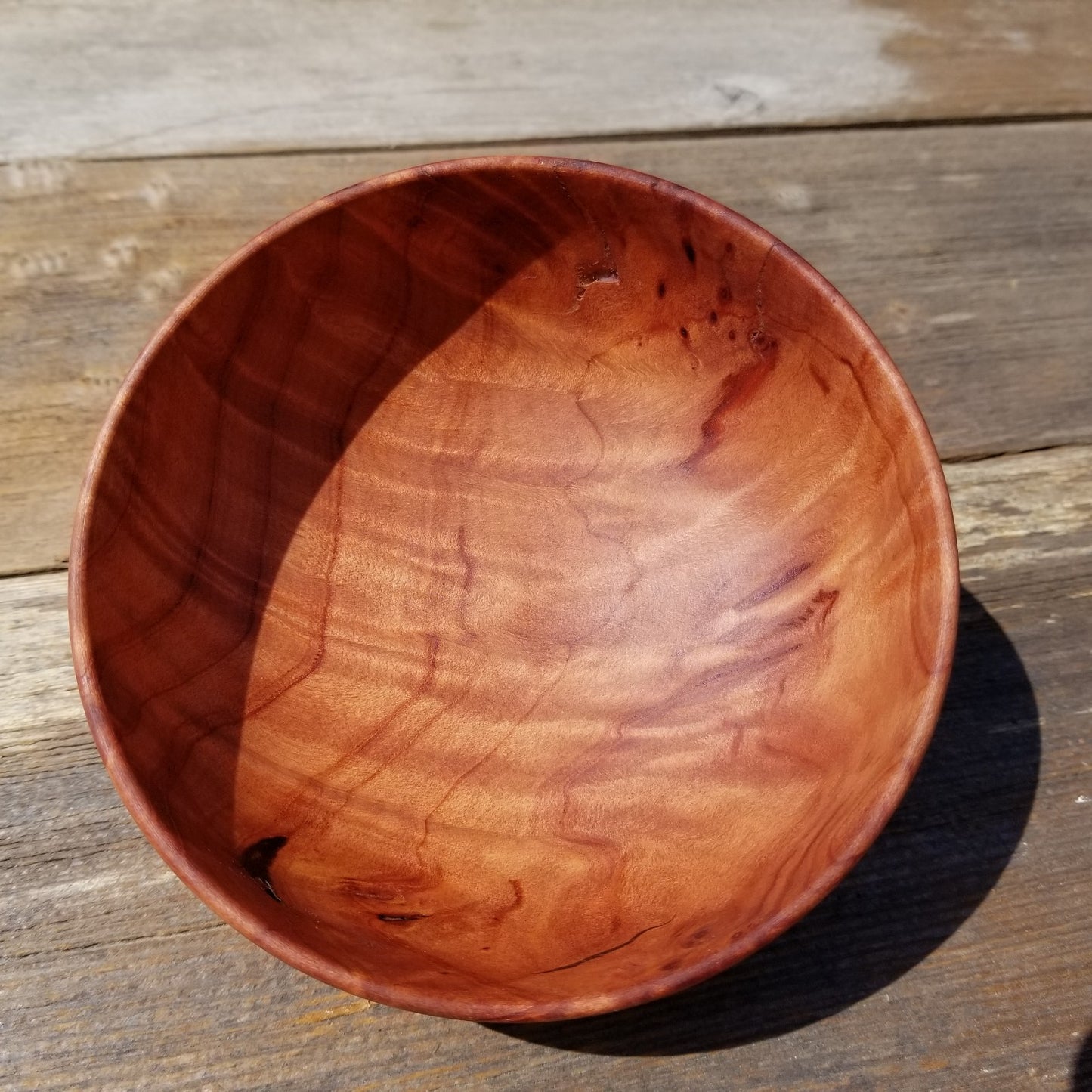 Redwood Bowl Hand Turned 5 Inch Handmade California Salad USA Made Curly #242