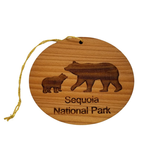 Sequoia National Park Black Bear and Cub Ornament Handmade Wood Ornament California Souvenir CA Christmas - 1064SEQ