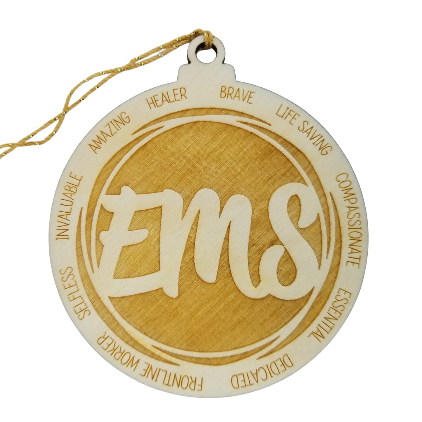 EMS Christmas Ornament - Character Traits - Handmade Wood Ornament - Gift for Emergency Medical Services Worker Gift Brave Life Saving 3.5"