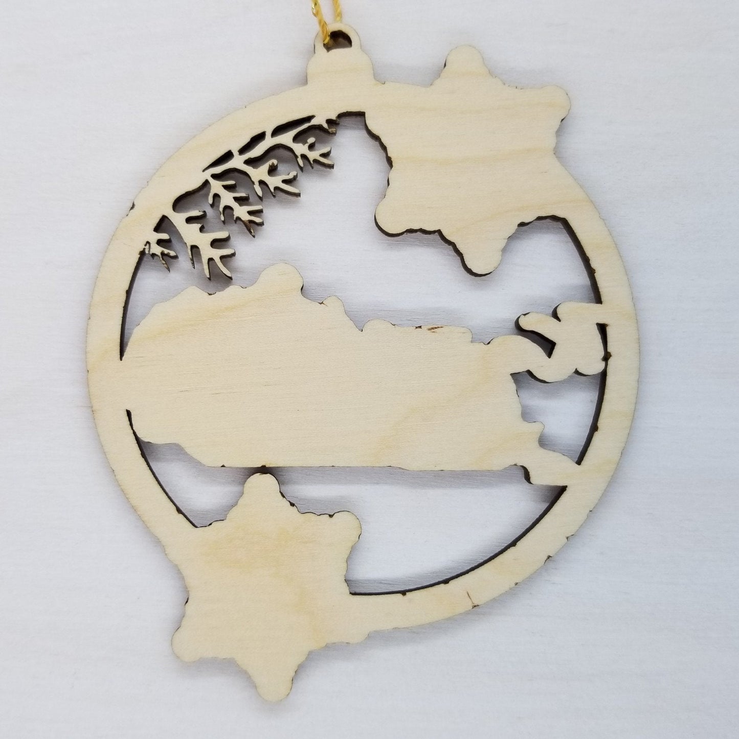 Kentucky Wood Ornament - KY State Shape with Snowflakes Cutout - Handmade Wood Ornament Made in USA Christmas Decor
