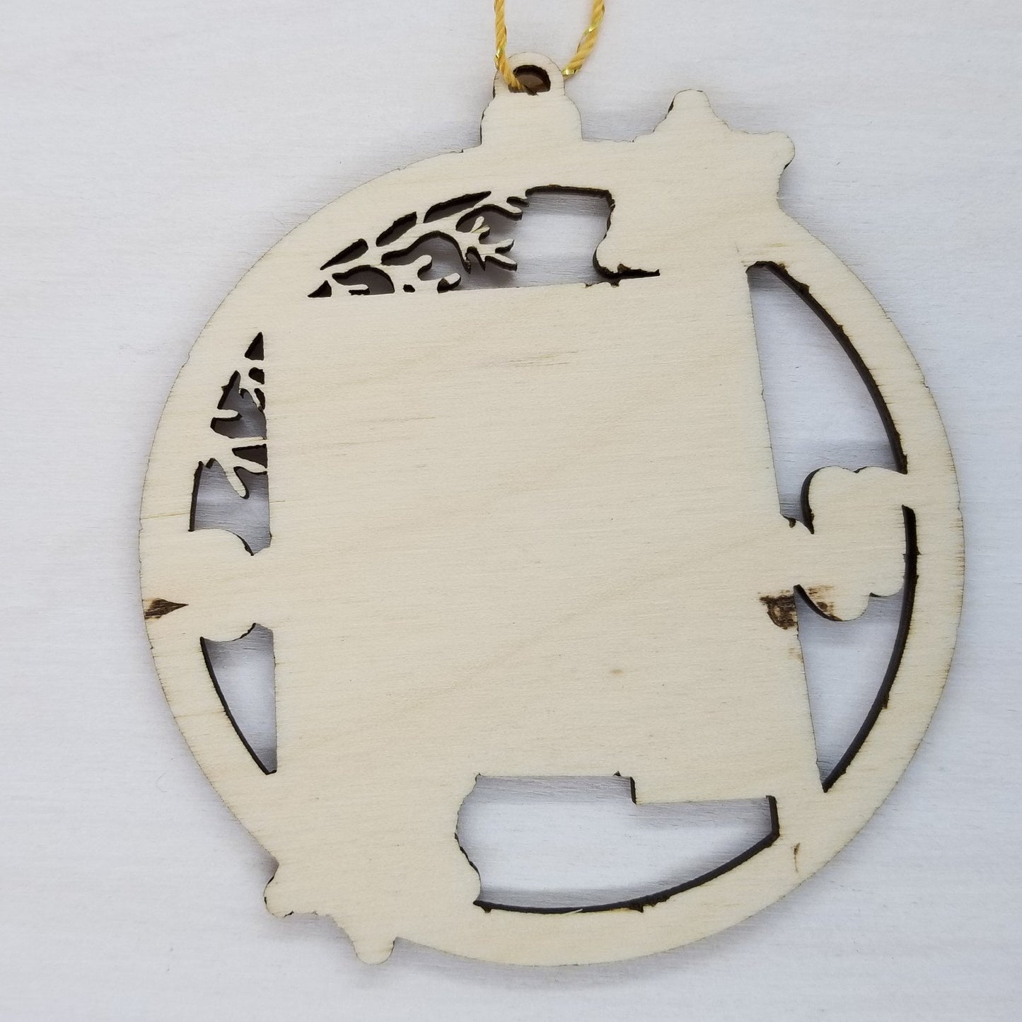 New Mexico Wood Ornament - State Shape with Snowflakes Cutout NM - Handmade Wood Ornament Made in USA Christmas Decor