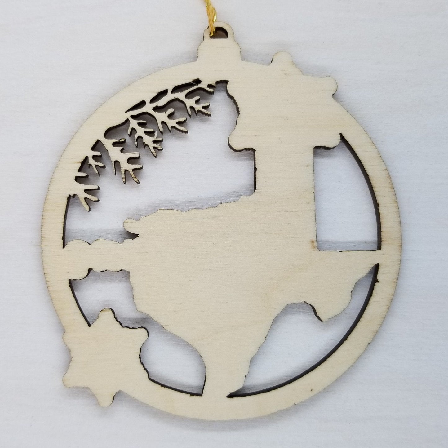 Texas Wood Ornament - TX State Shape with Snowflakes Cutout - Handmade Wood Ornament Made in USA Christmas Decor