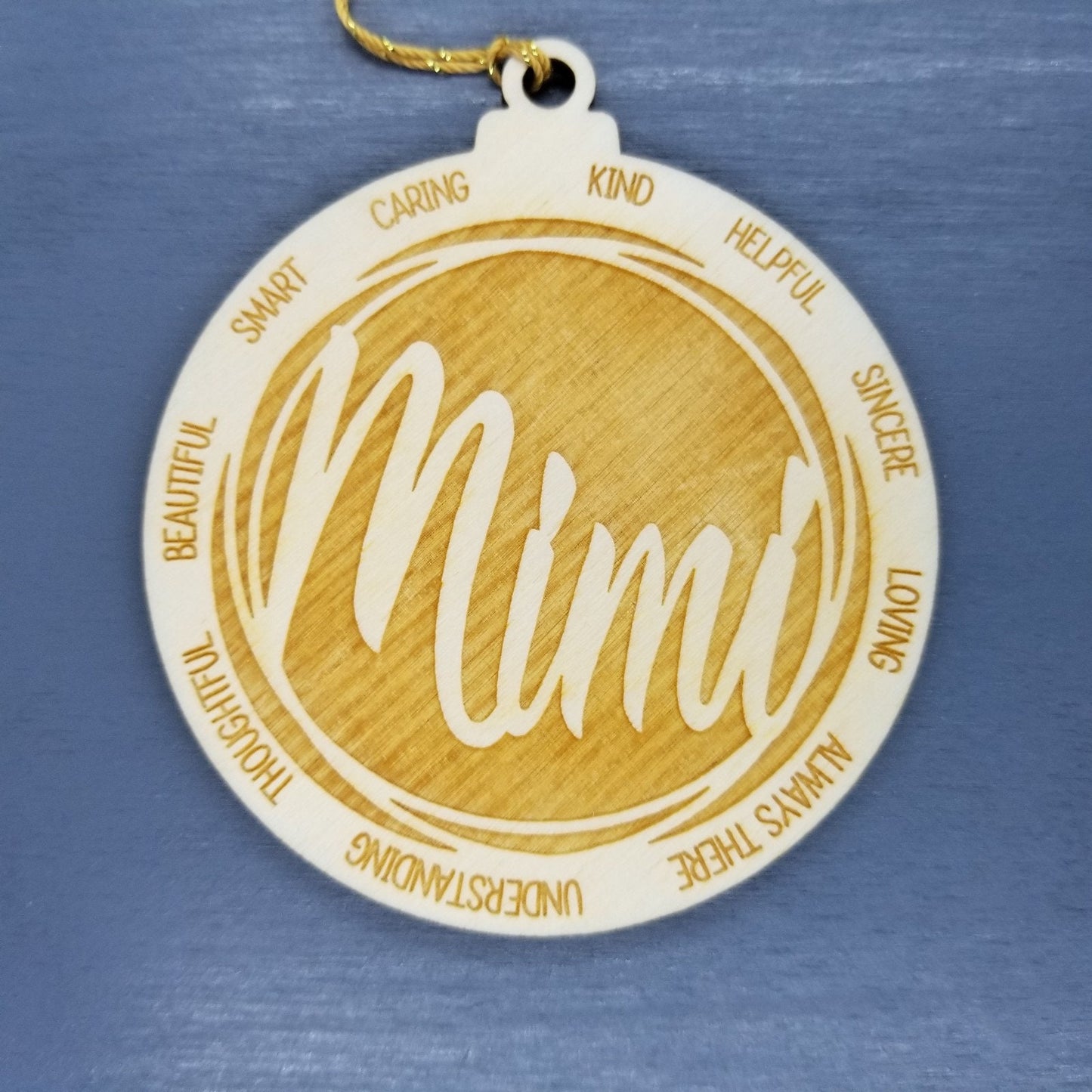 Mimi Christmas Ornament - Character Traits - Handmade Wood Ornament - Gift for Mimi - Mimi Gift - Kind Helpful Caring 3.5"