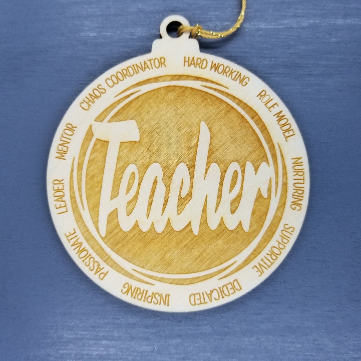 Teacher Christmas Ornament - Character Traits - Handmade Wood Ornament - Gift for Teachers - Teacher Gift Role Model Dedicated Mentor 3.5"