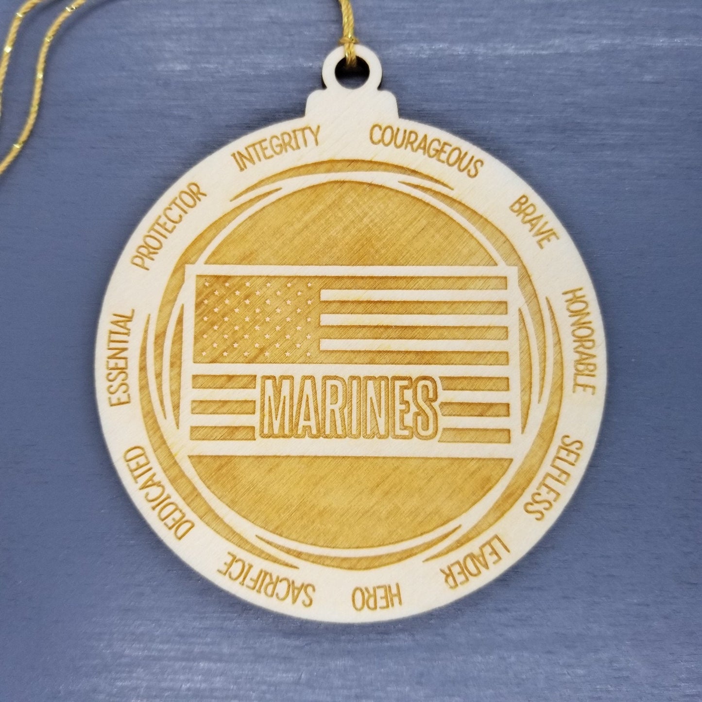 Marines Christmas Ornament - Character Traits - Handmade Wood Ornament - Gift for Marines Members - United States Military Ornament