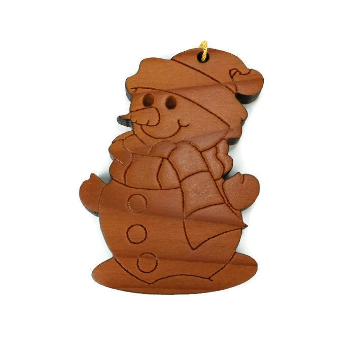 Snowman Christmas Ornament Wood Ornament Made in USA - 1060L