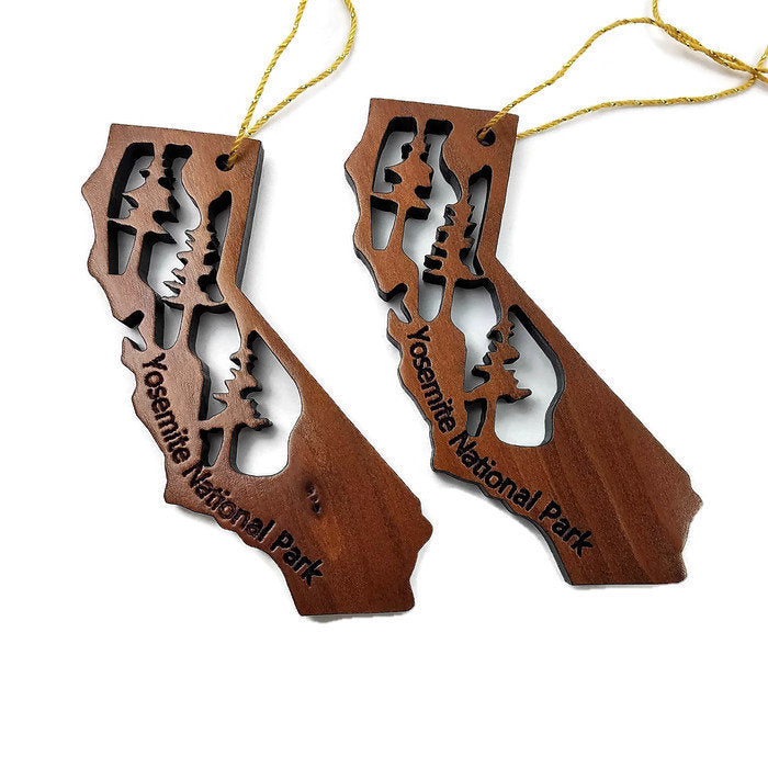 Yosemite National Park California State Shape Souvenir Christmas Ornament Wood Ornament Made in USA - 1070YNP