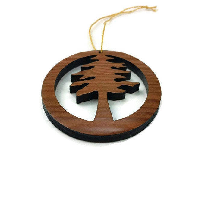 Wood Christmas Ornament Redwood Tree -15003