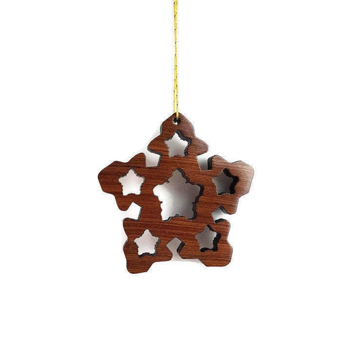 Handmade Wood Snowflake Christmas Ornament Made in USA -1061